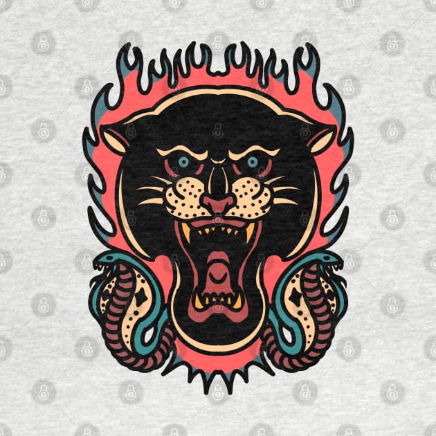 panther and snakes tattoo by donipacoceng